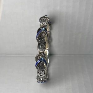 Silver & Blue Flip Flip Stretch Bracelet